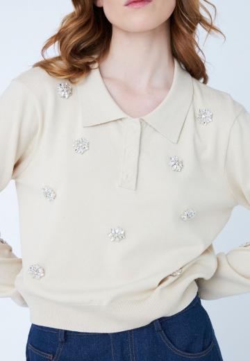 Пуловер с воротником поло