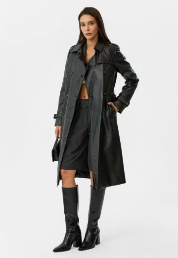 Пальто из искусственной кожи