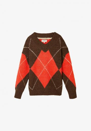 Пуловер с вырезом V