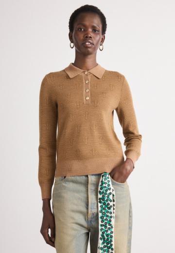 Пуловер с воротником поло