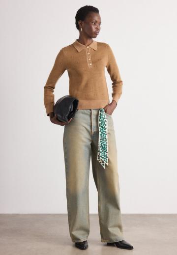 Пуловер с воротником поло