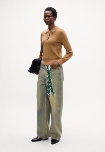 Пуловер с воротником поло