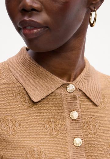 Пуловер с воротником поло