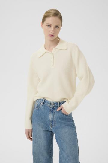 Пуловер с воротником поло