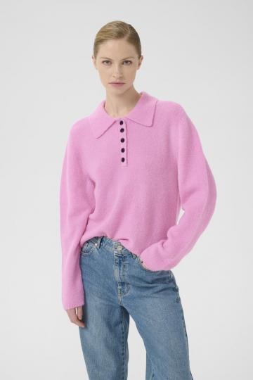 Пуловер с воротником поло