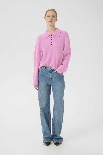 Пуловер с воротником поло