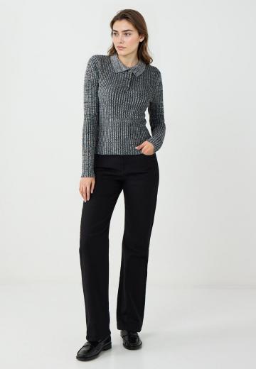 Пуловер с воротником поло