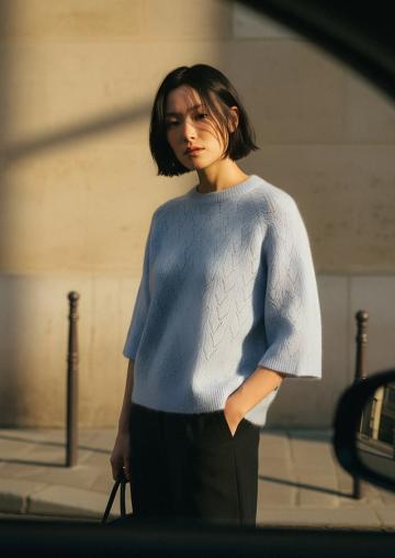 Пуловер с рукавом три четверти