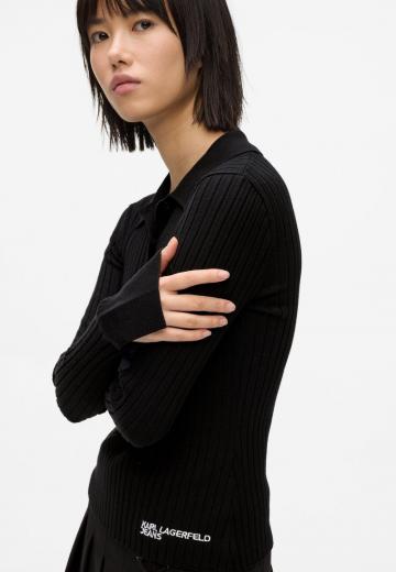 Пуловер с воротником поло