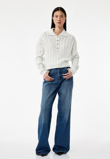 Пуловер с воротником поло