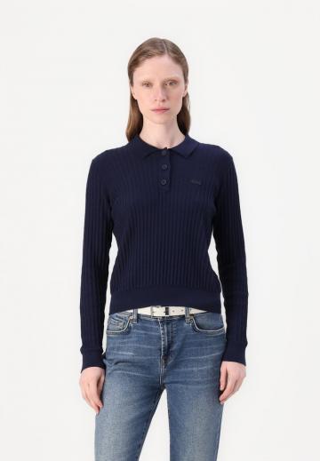 Пуловер с воротником поло