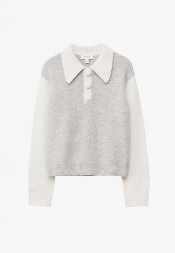 Пуловер с воротником поло