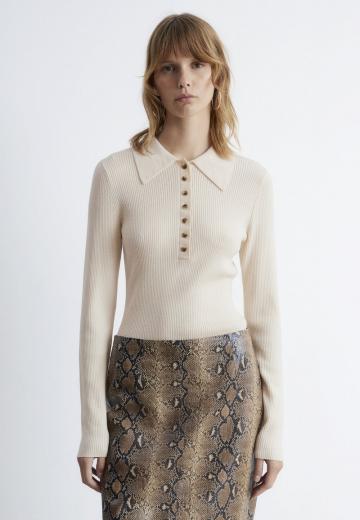 Пуловер с воротником поло