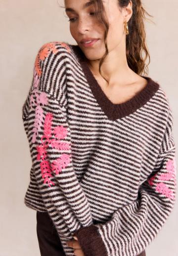 Пуловер в полоску