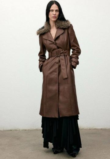Пальто из искусственной кожи