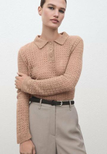 Пуловер с воротником поло