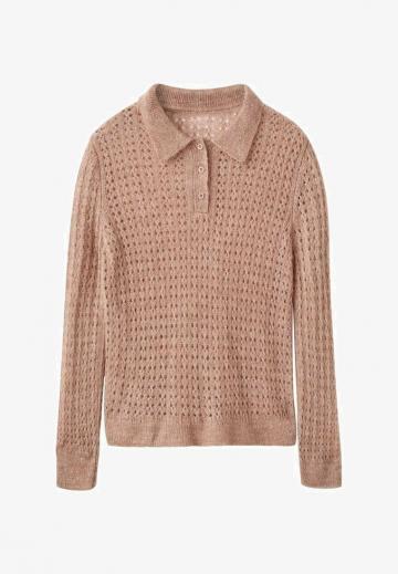 Пуловер с воротником поло