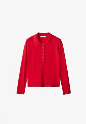 Пуловер с воротником поло