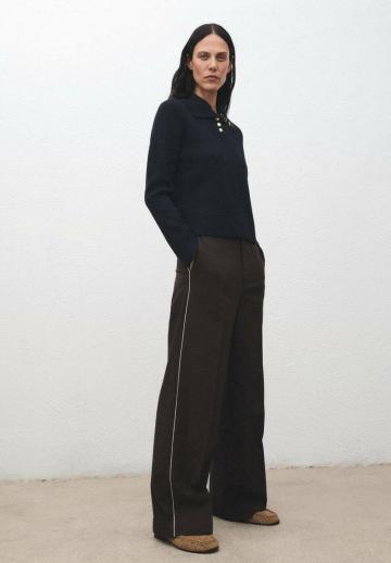 Пуловер с воротником поло