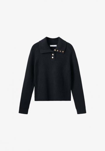 Пуловер с воротником поло