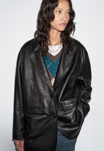 Кожаное пальто