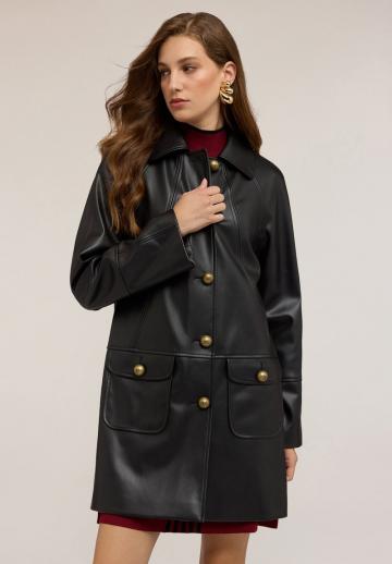 Пальто из искусственной кожи