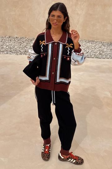 Жаккардовая вязаная кофта