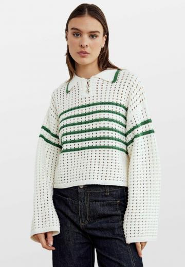 Пуловер с воротником поло