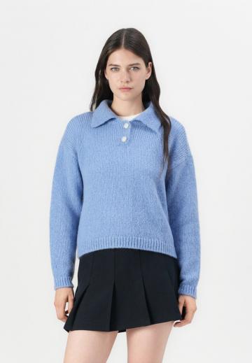 Пуловер с воротником поло