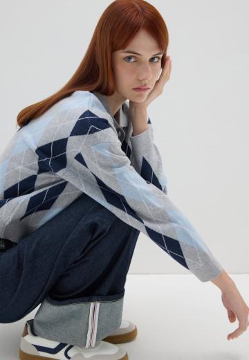 Пуловер с воротником поло