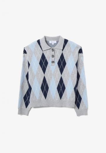 Пуловер с воротником поло