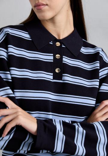 Пуловер с воротником поло