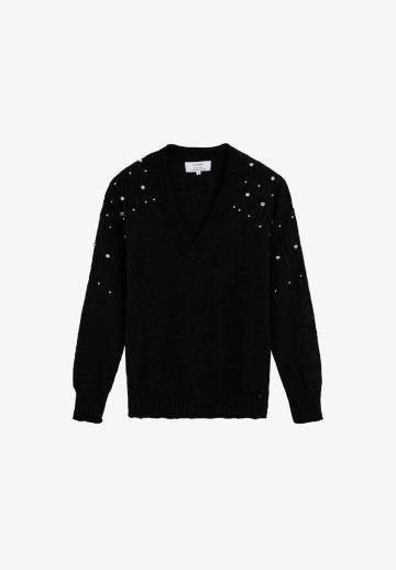 Пуловер с вырезом V