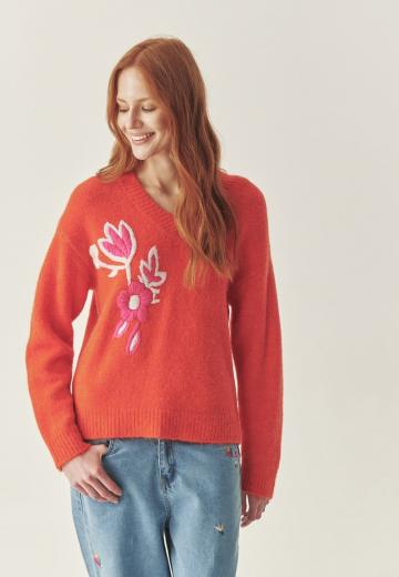 Пуловер с вырезом V