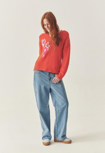 Пуловер с вырезом V