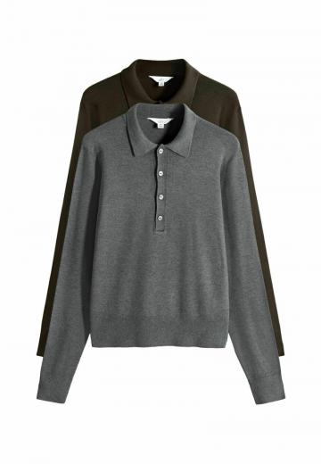 Пуловер с воротником поло