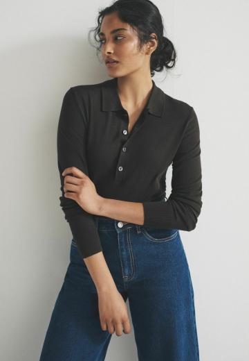 Пуловер с воротником поло