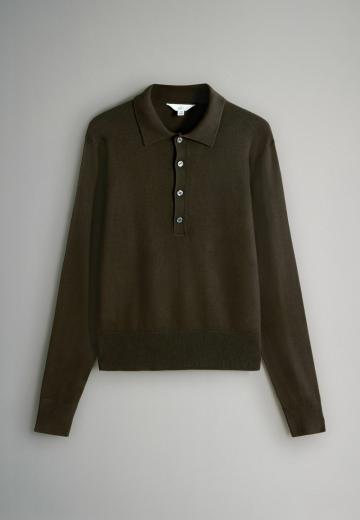 Пуловер с воротником поло