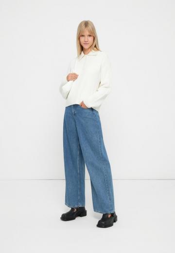 Пуловер с воротником поло