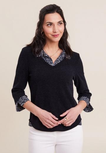 Пуловер с рукавом три четверти