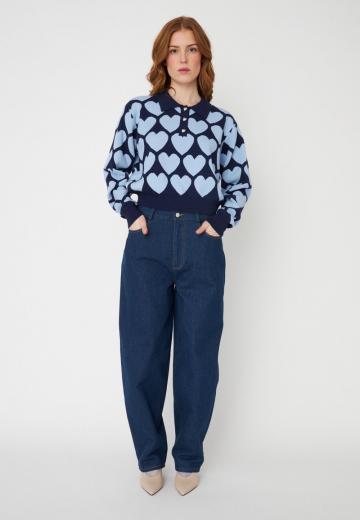 Пуловер с воротником поло