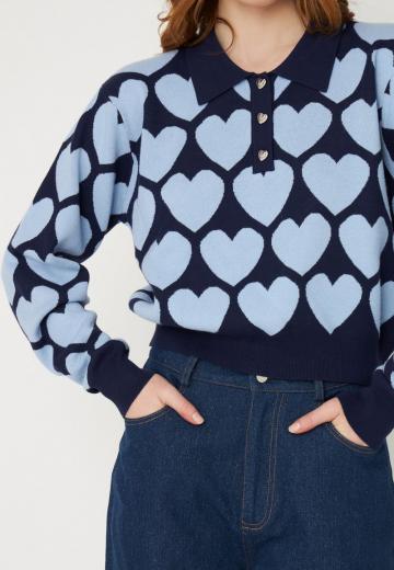 Пуловер с воротником поло