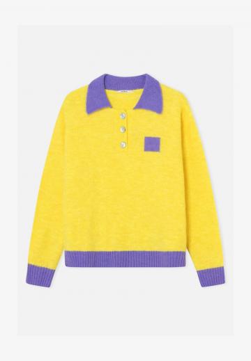 Пуловер с воротником поло