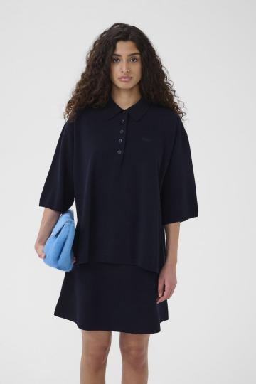 Пуловер с воротником поло