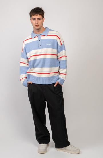 Пуловер с воротником поло