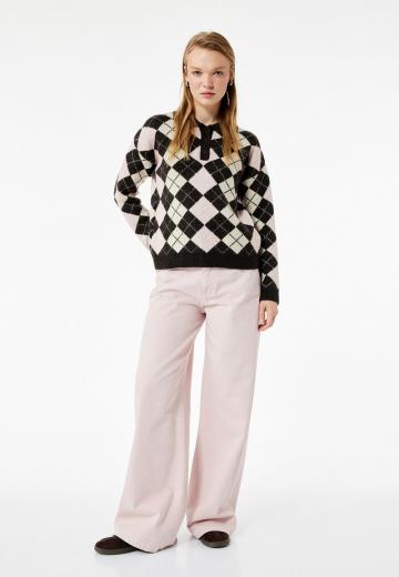 Пуловер с воротником поло