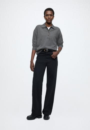 Пуловер с воротником поло