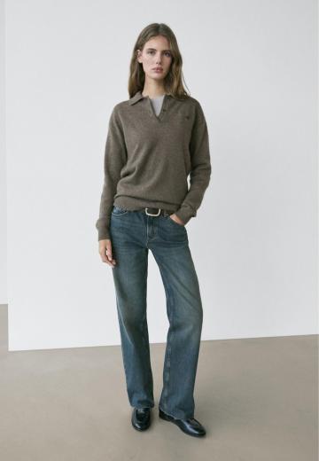 Пуловер с воротником поло