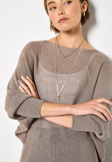 Пуловер с рукавом три четверти