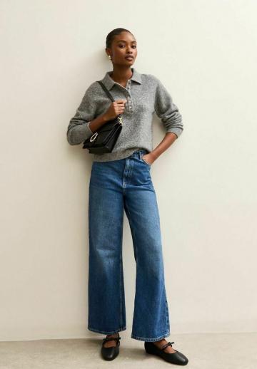 Пуловер с воротником поло